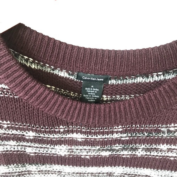 Calvin Klein Jeans Knit Sweater Purple and Gray Striped NWT - Picture 3 of 5